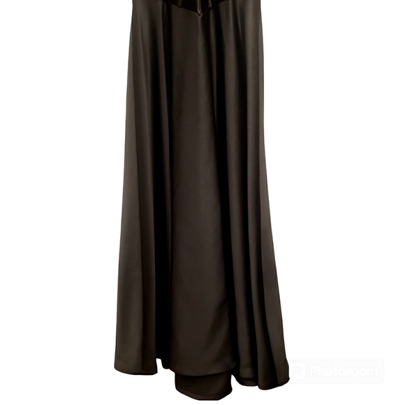 Vintage Tadashi Black Vevlet, Sheer & Pleather Corset Gown Size 16 - Picture 7 of 14